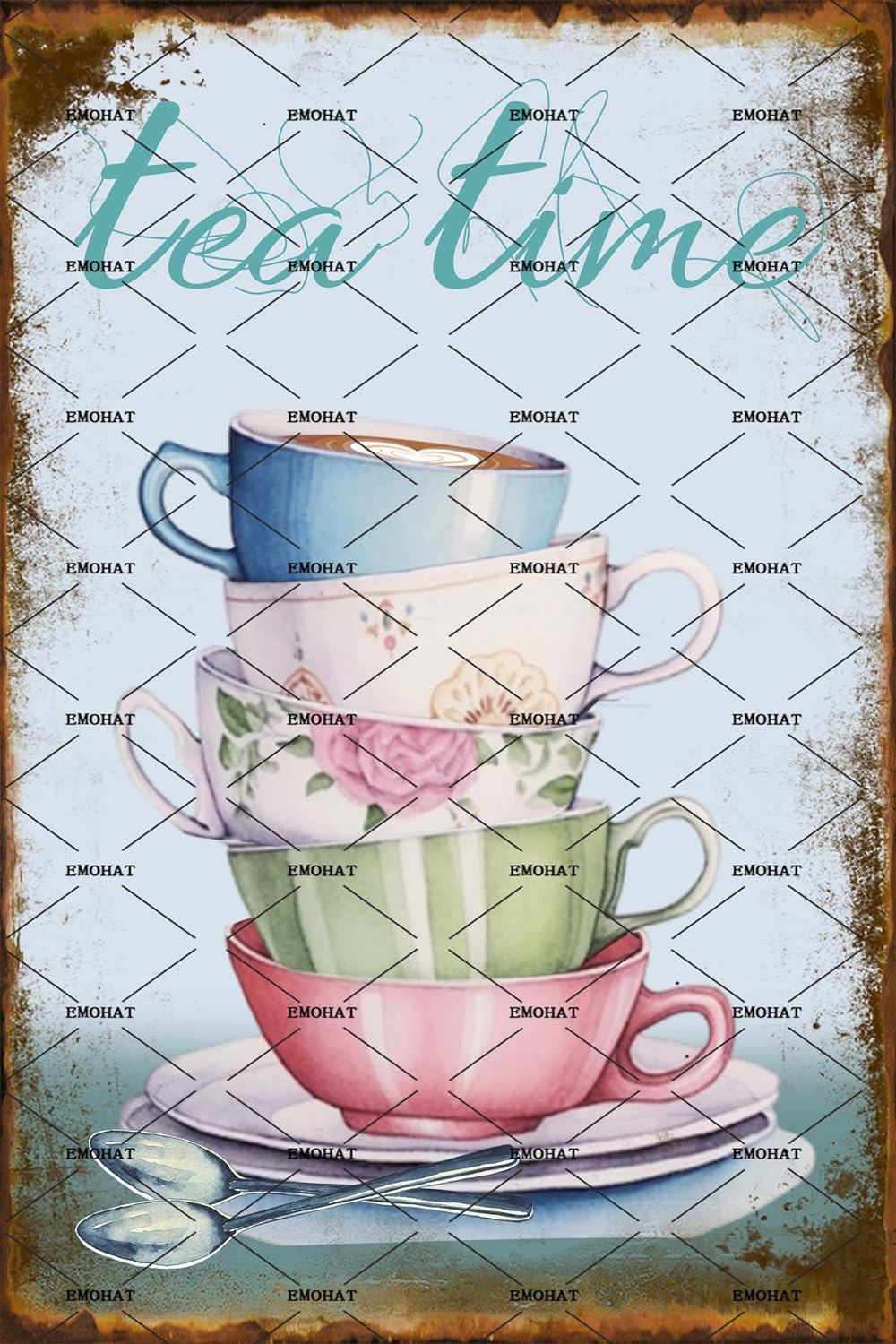Coffee Tea Poster - Plaque Métallique Décorative Murale Style Vintage
