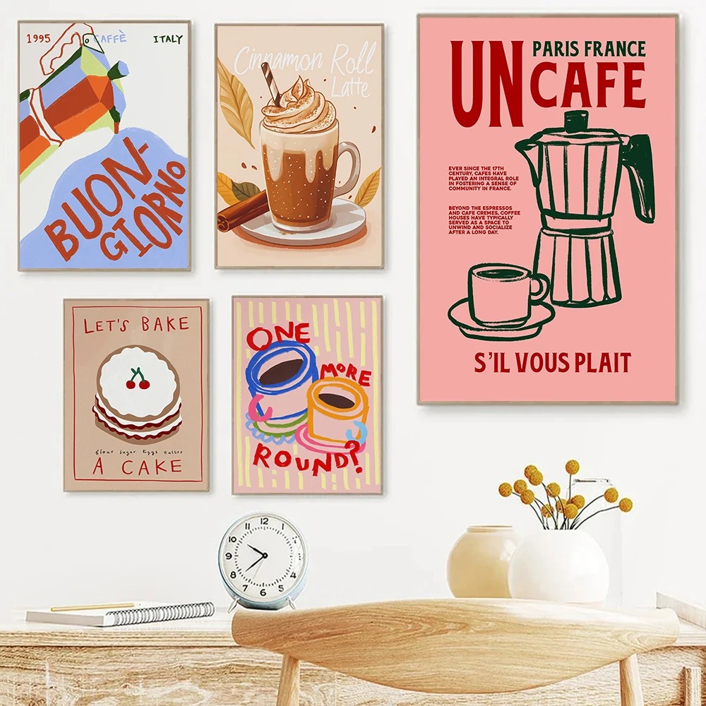 Affiche rétro colorée sur toil - Coffee Tea Poster avis et prix