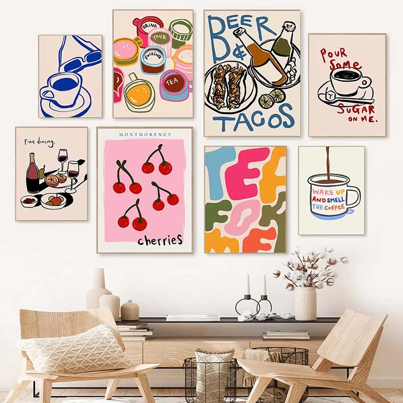 Café abstrait thé de l'après-m - Coffee Tea Poster avis et prix